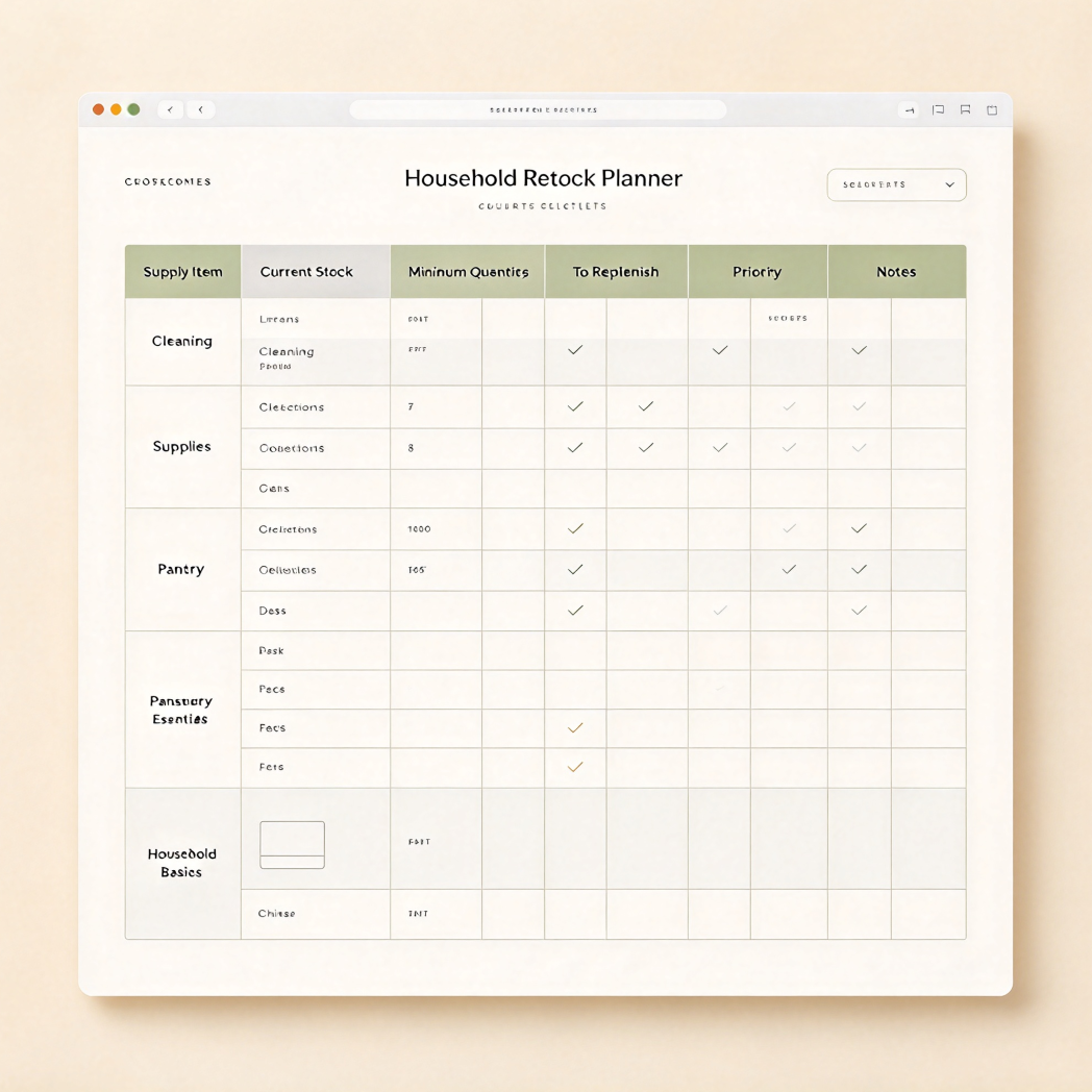 Custom Household Restock Planner