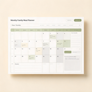 Custom Monthly Meal Planner