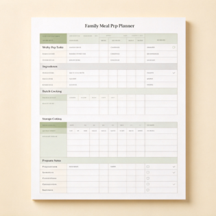 Custom Family Meal Prep Planner
