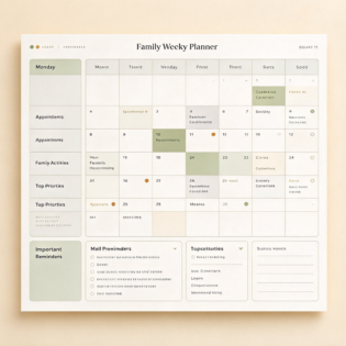 Custom Family Weekly Planner